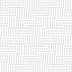 Seamless geometric pattern. Abstract light gray and white braided lines creating optical illusion. Vector background design, simple wicker stripe texture. Minimal repeat ornament for decor, print