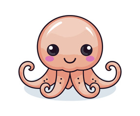Cute octopus cartoon character vector illustration