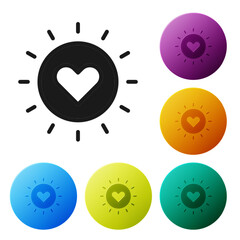 Black Sun icon isolated on white background. Set icons in color circle buttons. Vector
