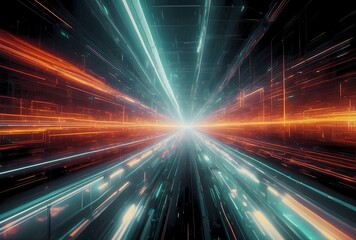 Abstract futuristic neon background Data Transfer technology concept, futuristic cyberspace background.