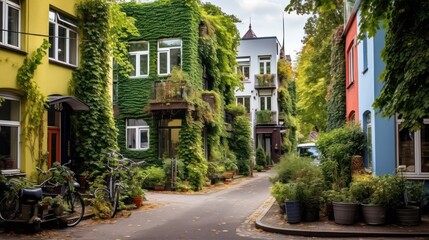 Fototapeta na wymiar Surprisingly cozy streets of Berlin
