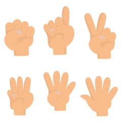 cartoon image of human hand. Count numbers.