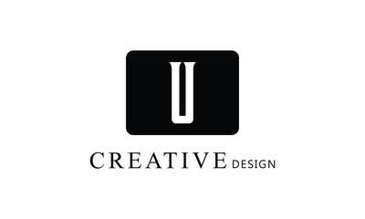 U white letter creative brand simple minimal logo design for all kind of business.