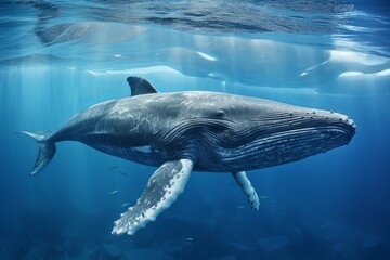 shark, blue whale,  blue whale in ocean,  blue whale in deep sea 

