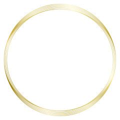 Golden round metal frame isolated on white. Vector frame for photo. Frame for text, certificate, pictures, diploma. Luxury, gold, wedding, celebration