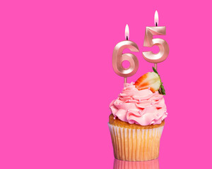 Birthday Cupcake With Candle Number 65
