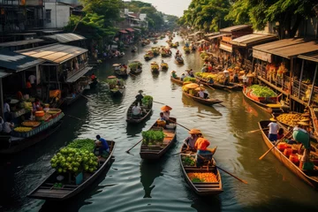 Papier Peint photo autocollant Bangkok Navigating the Rich Culture of Bangkok's Floating Market