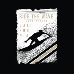 Ride the wave surf rider waves graphic poster  t shirt design