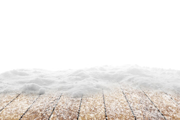 winter Christmas background with snow on the wood