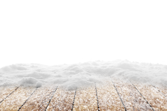 winter Christmas background with snow on the wood