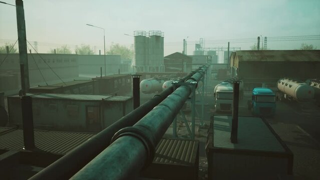 Industrial view at oil refinery plant form industry zone