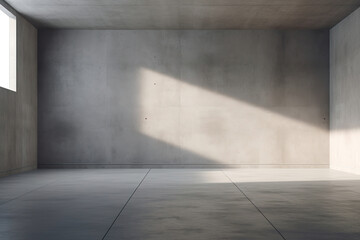 Obraz premium Empty Room with Concrete Walls and Windows. Generative Ai