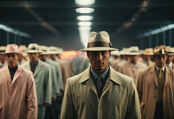 Men wearing fashion future hat and coat