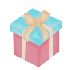 pink and blue gift boxes Tied with a beautiful yellow bow.