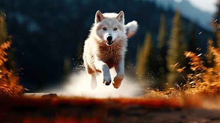 wolf spirit animal running shamanism - by generative ai