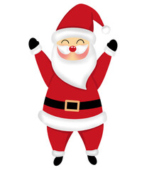Santa Claus stood and smiled and waved his hand up.