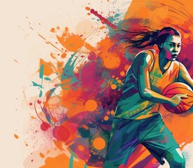 Captivating Portrait of a Woman Embracing the Game of Basketball Generative AI