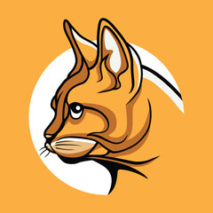 Cat Head Logo Vector Design Orange