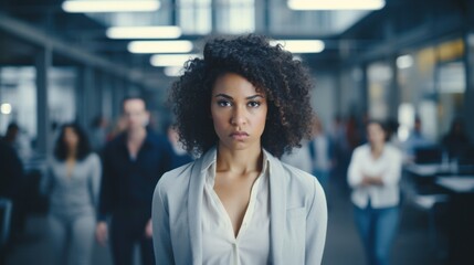 An African American female subjected to workplace racial bias and anti-harassment measures. - obrazy, fototapety, plakaty