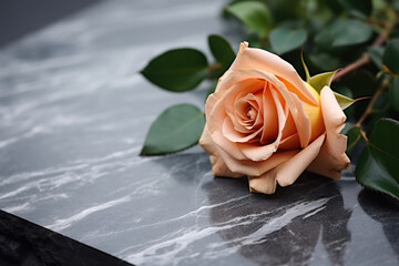 Gravestone, tombstone with withered rose