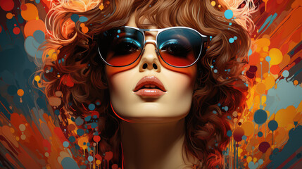 portrait of woman with sunglasses, retro style