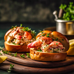 Tasty lobster roll sandwiches, food photography