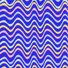 Abstract retro wavy line art 70s aesthetic vector illustration. Psychedelic trendy groovy pattern. Trendy background. Fun groovy texture for surface design, wallpaper, wrapping paper, and textiles.