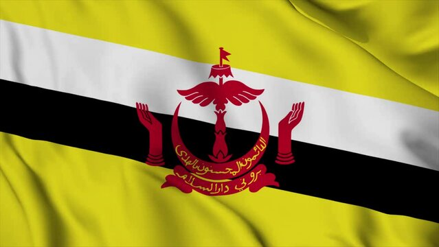 Video footage of the Brunei Darussalam flag. Very suitable for backgrounds, presentations, education, travel, etc.