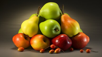 an image of apples and pears arranged in a Yin and Yang symbol for balance and beauty