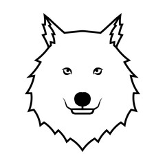 Wolf head logo. Wildlife face icon. Heraldry and royal symbol. Vector illustration image.