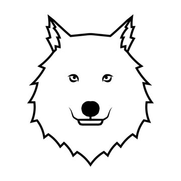 Wolf head logo. Wildlife face icon. Heraldry and royal symbol. Vector illustration image.