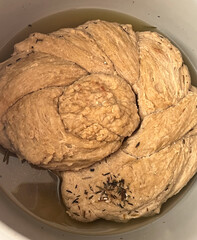 Cooked seitan in pressure cooker