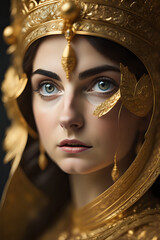 portrait of a woman with golden makeup