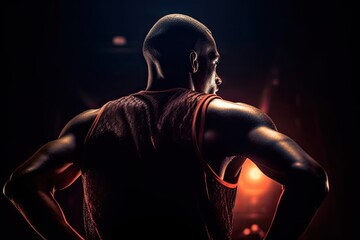 Fototapeta na wymiar Basketball Player Embracing the Shadows Ready to Conquer the Court Generative AI