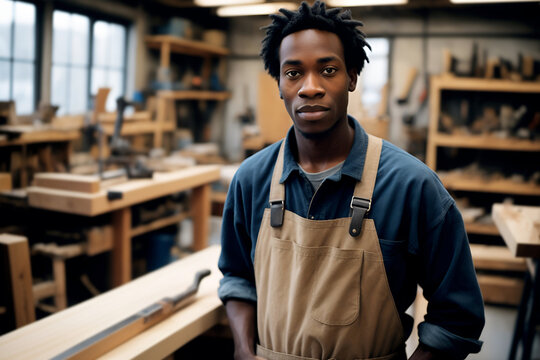 Portrait of a black craftsworker at his workshop