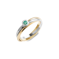 Green emerald ring isolated on a white background.