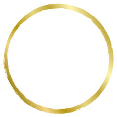 Golden round metal frame isolated on white. Vector frame for photo. Frame for text, certificate, pictures, diploma. Luxury, gold, wedding, celebration. Worn, old frame