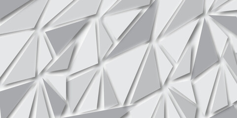 Abstract Background of triangular Patterns in white and grey Colors.Abstract background of polygons shape grey Polygonal Mosaic Background, Low Poly Style, Vector illustration, Business Design Templa.