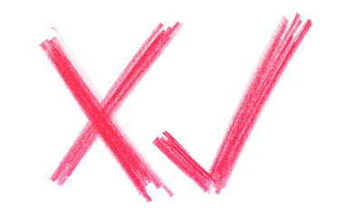 Icon vote choice, hand draw wooden crayons isolated on white, clipping path