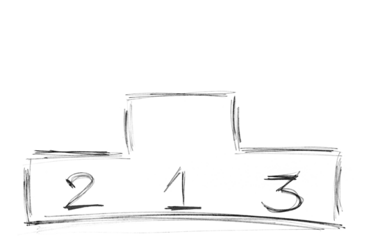 Icon victory podium, hand draw pencil isolated on white, clipping