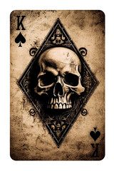 Skull and playing cards isolated on white background with clipping path