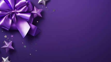 Stars isolated on violet background. Festive day backdrop. Flat lay style with minimalistic design....
