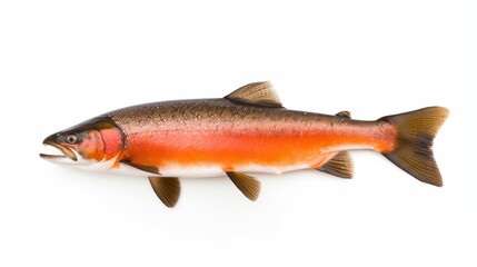 Obraz premium Isolated Arctic char fish depicted against a plain white backdrop.