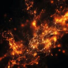 Particles of fire on a black canvas
