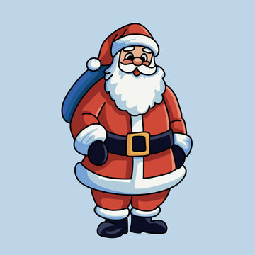 santa claus in red festive costume and hat standing full length happy new year merry christmas holidays celebration concept