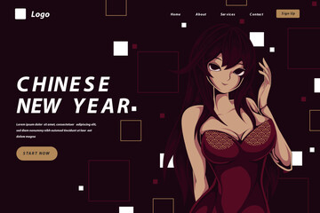 anime illustration landing page template