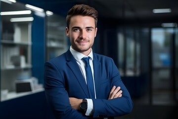 Fototapeta premium portrait of a handsome businessman rocking a blue suit with confidence