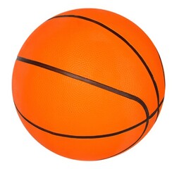 Fototapeta premium An orange basketball with a black stripe is isolated on a white background. A basketball to overlay on your photos