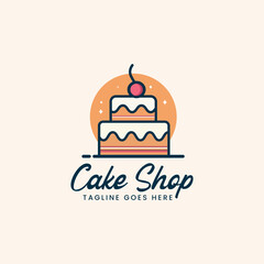 Happy Birthday Card Template, Birthday Cake icon logo