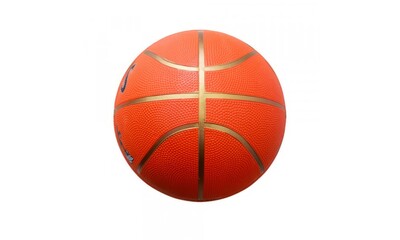 Fototapeta premium An orange basketball with a black stripe is isolated on a white background. A basketball to overlay on your photos